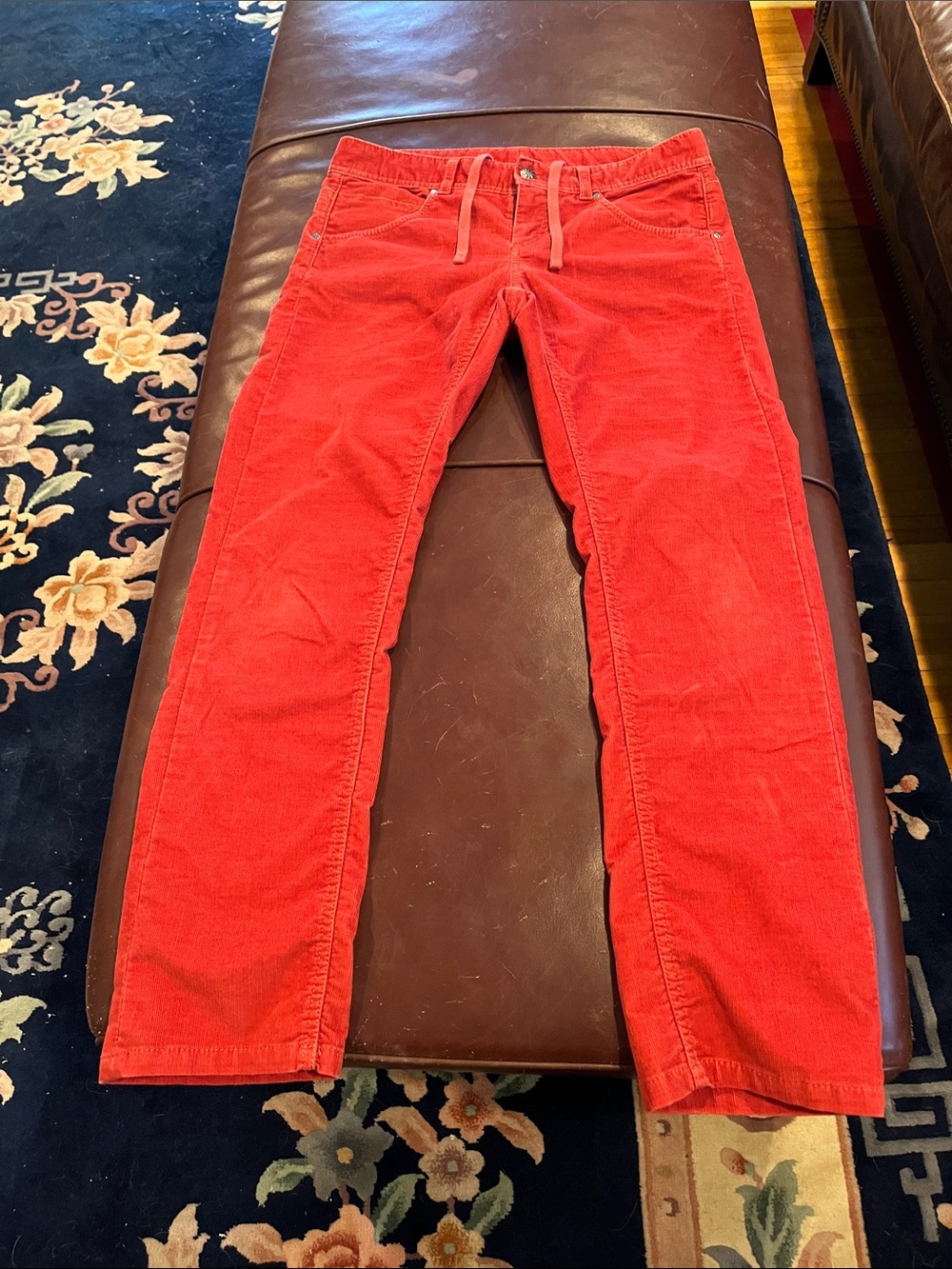 Athleta Women’s Red Corduroy Slim Straight Jeans
